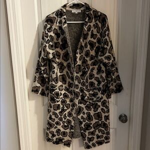 Kerenhart long line open front cardigan , animal print , size large